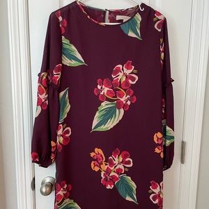 Burgundy floral tunic dress by Loft